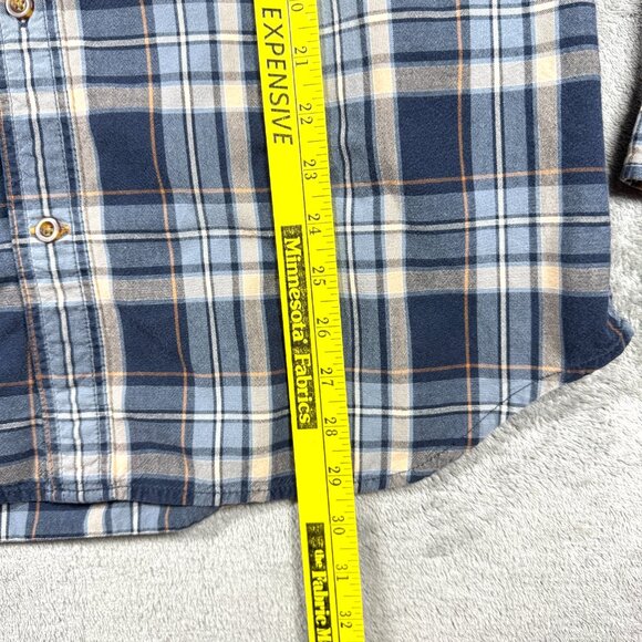 Carhartt Men’s L Blue Tan Plaid Long Sleeve Button Up Workwear Shirt - Picture 9 of 10